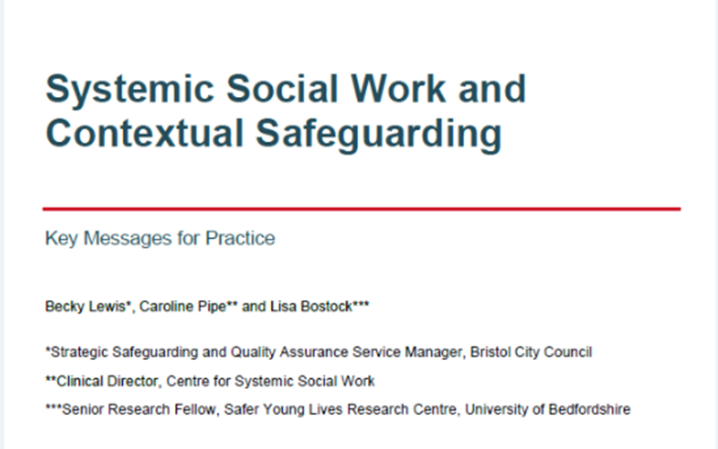 Systemic Social Work and Contextual Safeguarding | Contextual Safeguarding